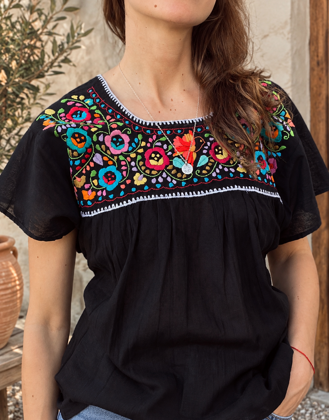 Black Embroidered Blouses