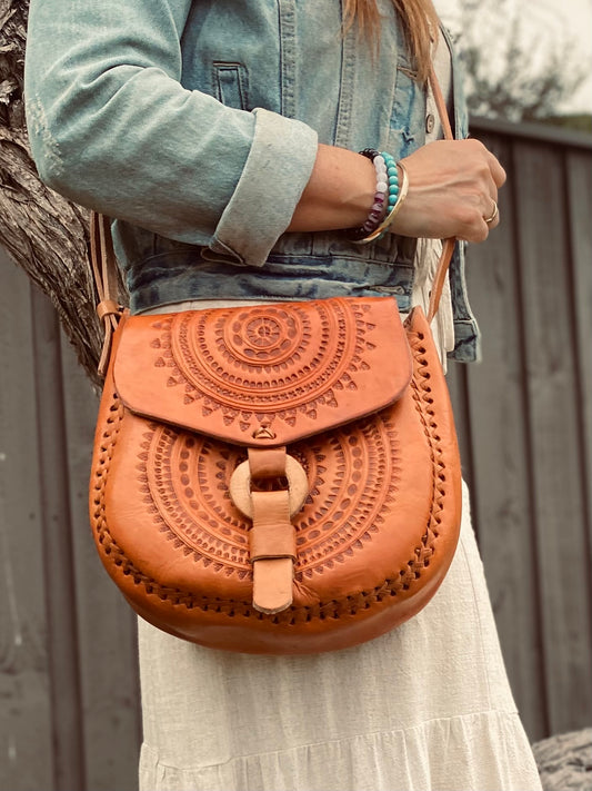 HANDMADE LEATHER BAG | Vintage Handmade Mexican Bag | Hand tooled Bag