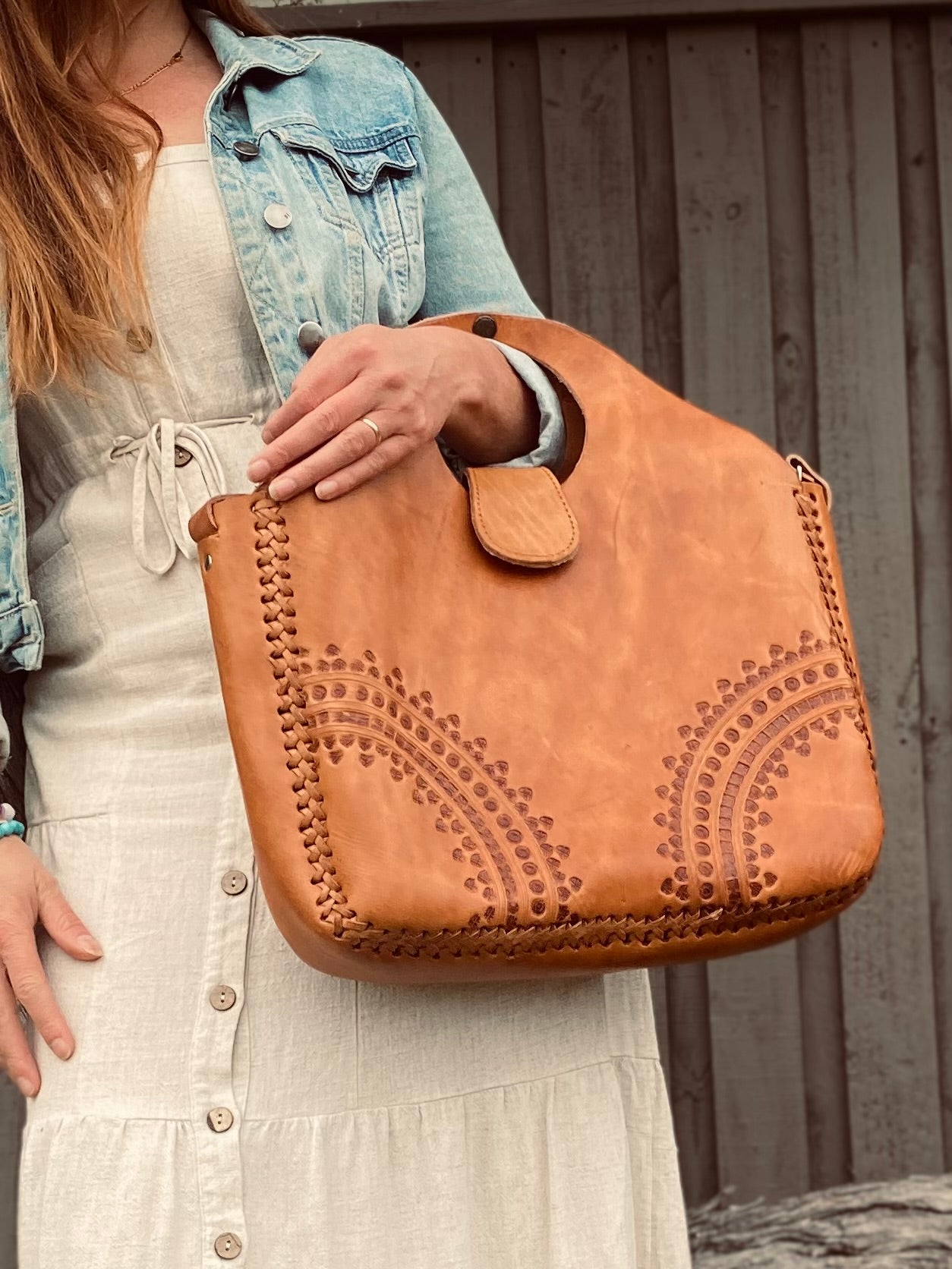 Big leather Bag, Hand tooled bag, Market Bag, Boho Bag, Vintage Bag