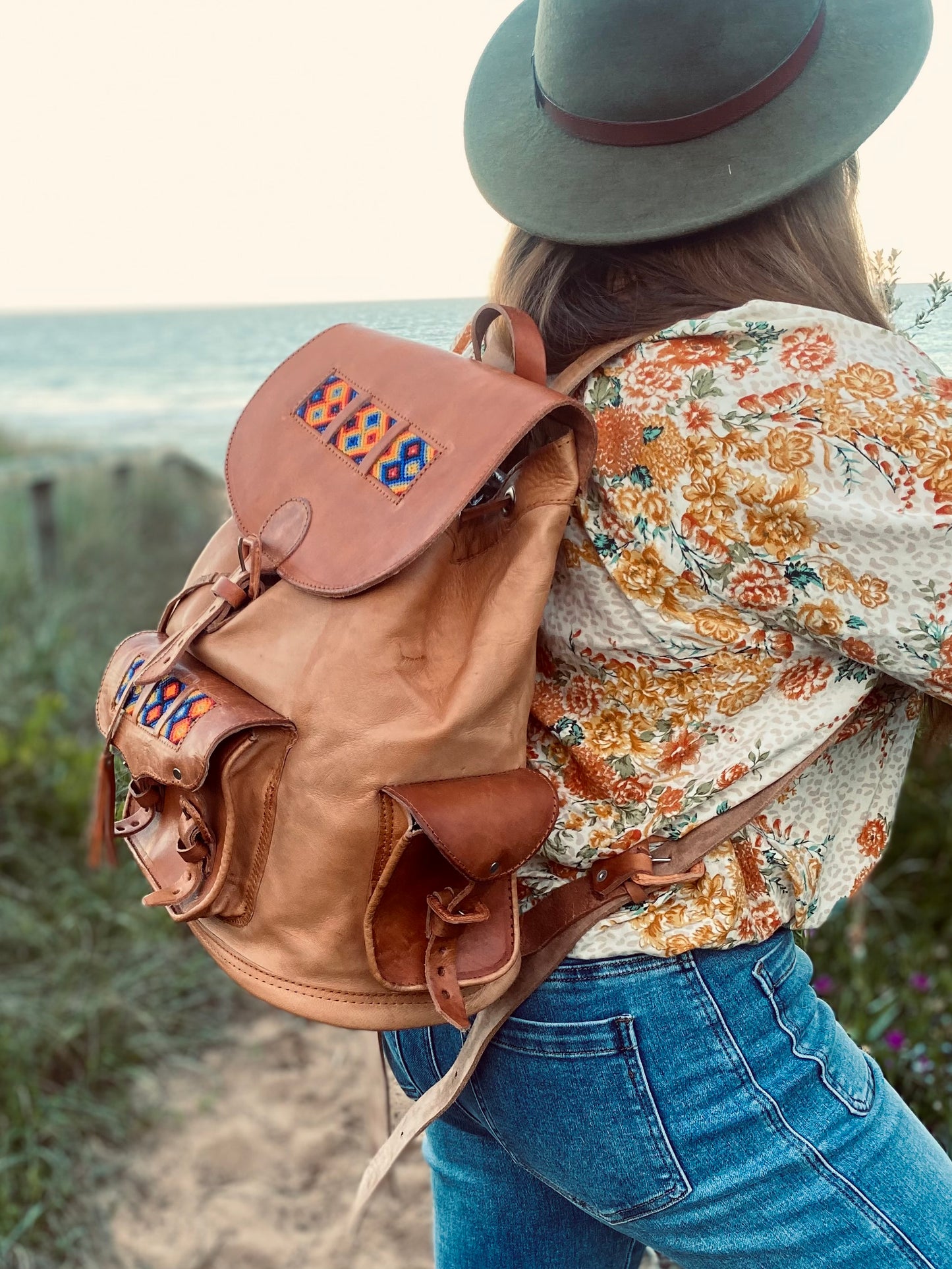 HANDMADE LEATHER BACKPACK | Hand Tooled Backpack | Women's Backpack