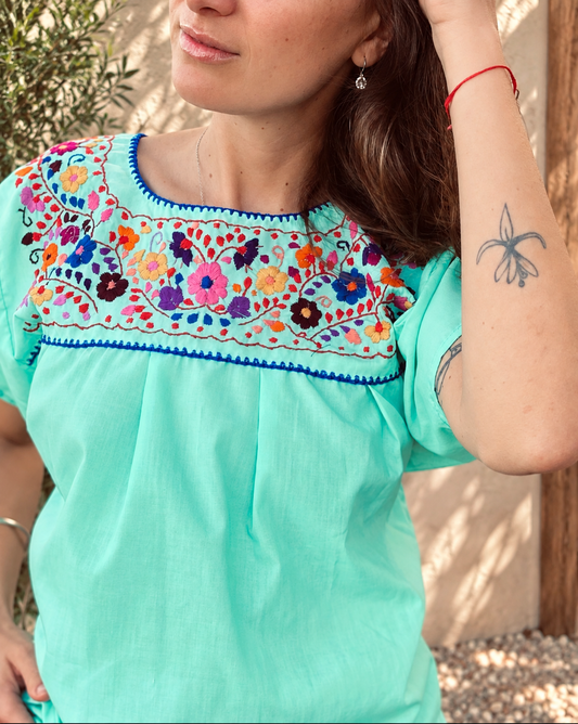 Green Embroidered Blouses
