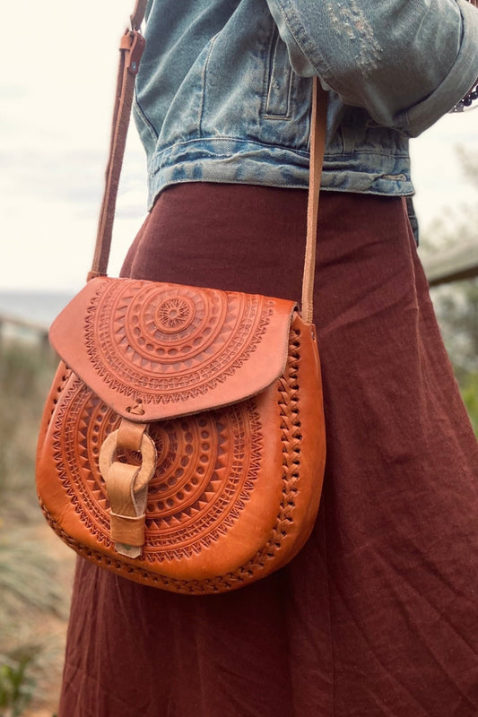 HANDMADE LEATHER BAG | Vintage Handmade Mexican Bag | Hand tooled Bag