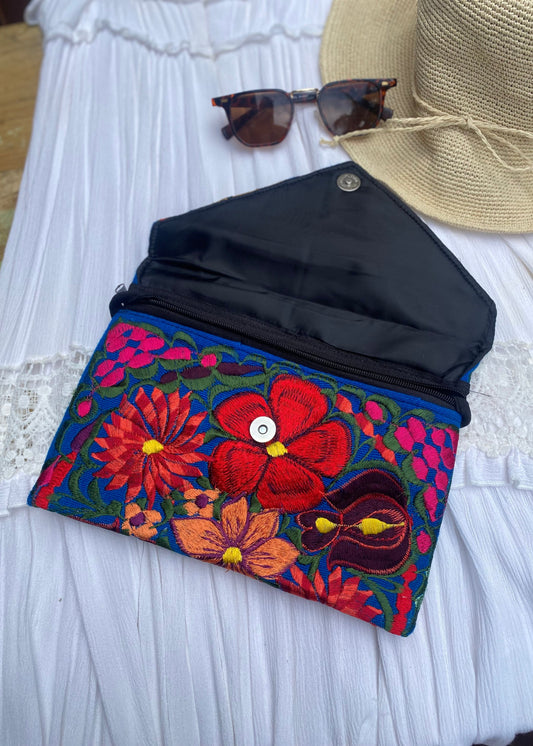 EMBROIDERED CLUTCH, Sunflower Bags, Mexican bags, Colour Bags