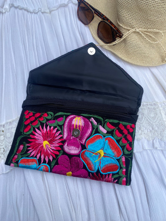 EMBROIDERED CLUTCH, Sunflower Bags, Mexican bags, Colour Bags