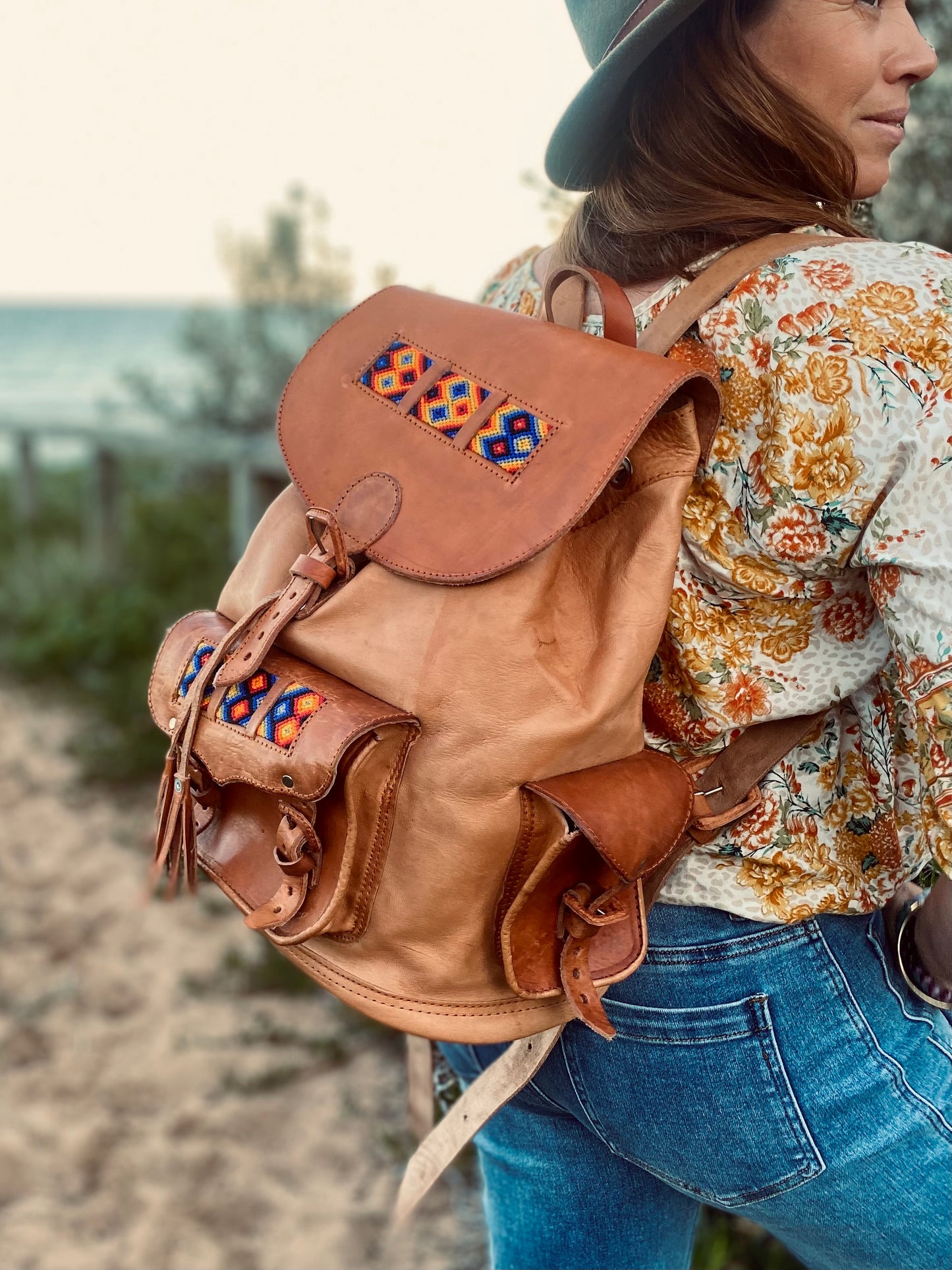 HANDMADE LEATHER BACKPACK | Hand Tooled Backpack | Women's Backpack