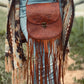 TASSEL leather bag, Unique Leather Bag, Hand tooled Purse, Fringe Bag