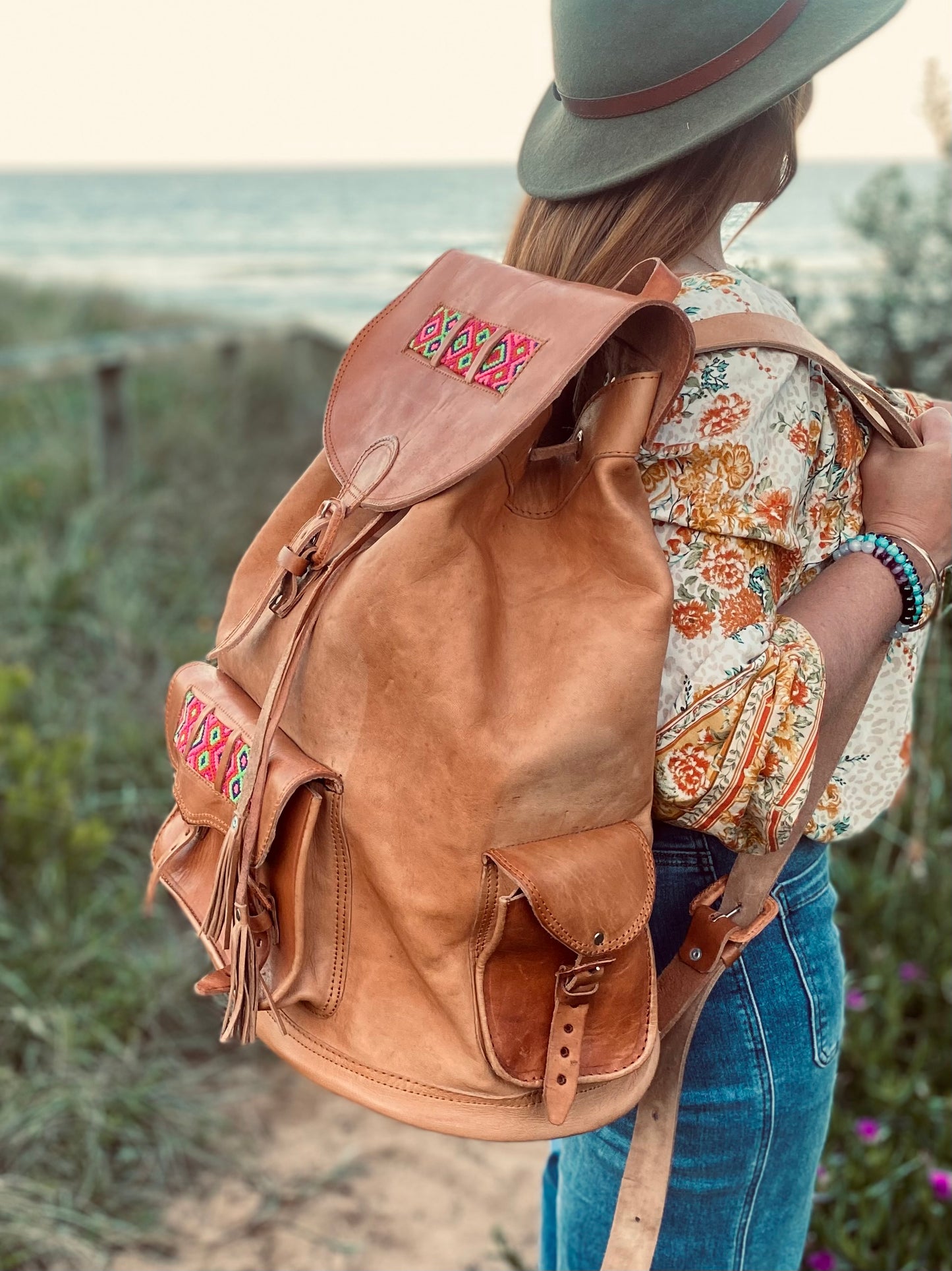 HANDMADE LEATHER BACKPACK | Hand Tooled Backpack | Women's Backpack