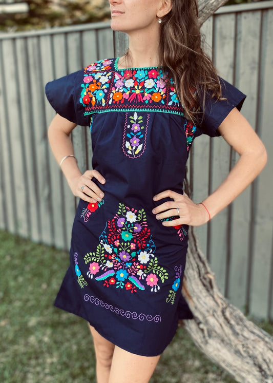 MEXICAN Dresses, Hand Embroidered, Cotton Summer Dress, Handmade Dress