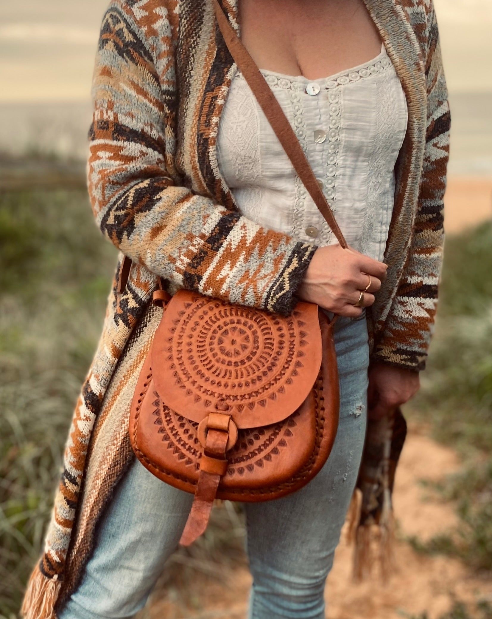 Hand tooled Vintage Bag, Authentic style bag, Handmade Boho Handbag