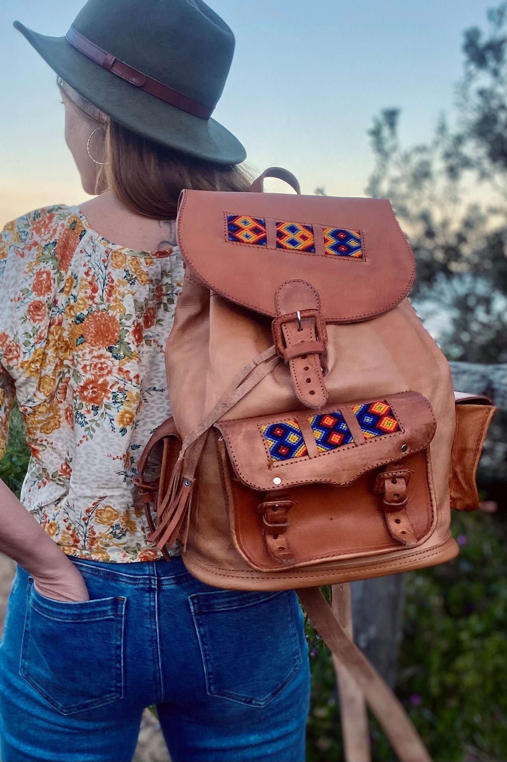 HANDMADE LEATHER BACKPACK | Hand Tooled Backpack | Women's Backpack