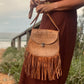 TASSEL leather bag, Unique Leather Bag, Hand tooled Purse, Fringe Bag