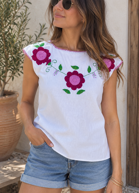 Purple Flower Blouse
