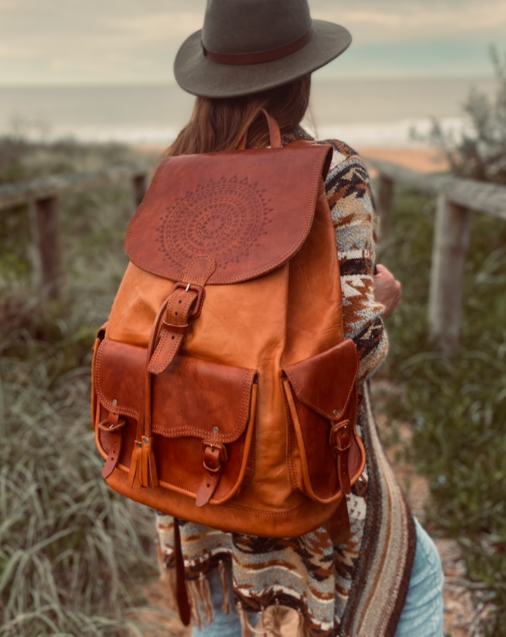 HANDMADE Backpack | Big Backpack | Hand tooled Bag | Leather Backpack