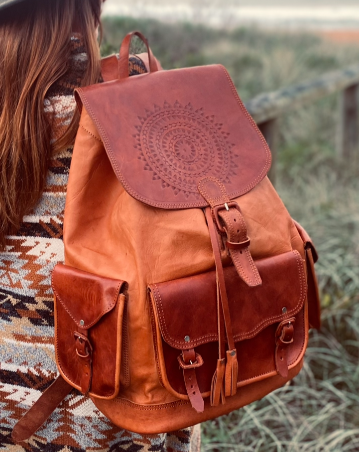 HANDMADE Backpack | Big Backpack | Hand tooled Bag | Leather Backpack