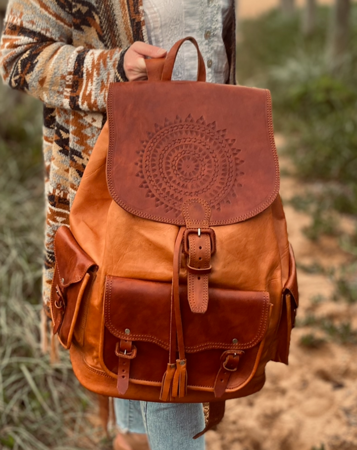 HANDMADE Backpack | Big Backpack | Hand tooled Bag | Leather Backpack