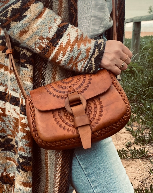 Small Leather Bag| Mexican Bag | Cross body Bag | Hand tooled Bag
