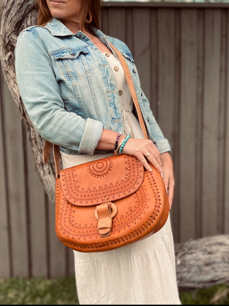 GENUINE LEATHER BAG, Big Hand Tooled Bag, Handmade Bag, Mexican Bag