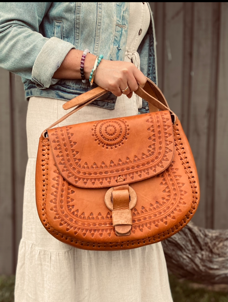 GENUINE LEATHER BAG, Big Hand Tooled Bag, Handmade Bag, Mexican Bag