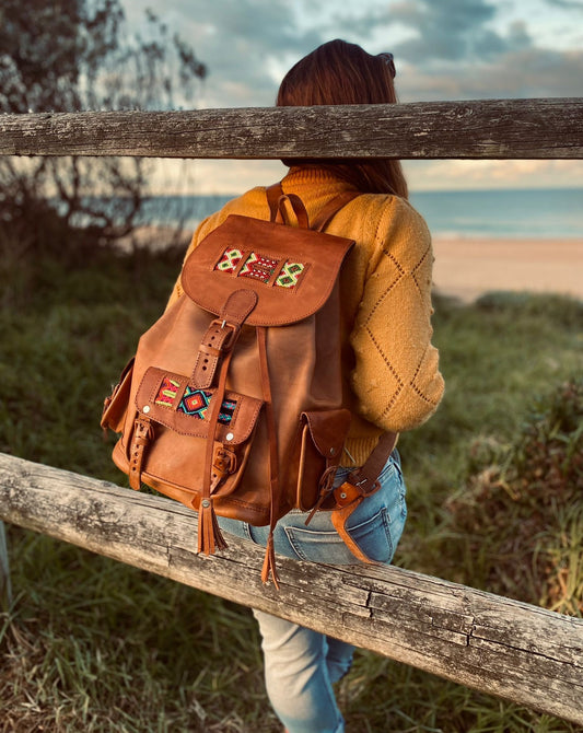 Handmade Leather Backpack Bagtriangle in Noce Color MADE TO