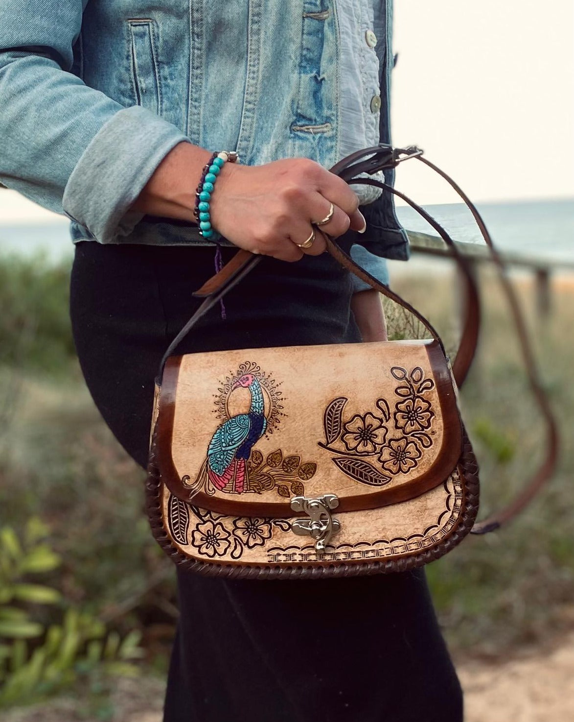 PEACOCK BAG, Handmade bag, Mexican bag, colour bag, Peacock design bag