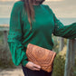 HANDMADE leather Clutch Bag | Hand tooled Purse | Mexican Leather Bag