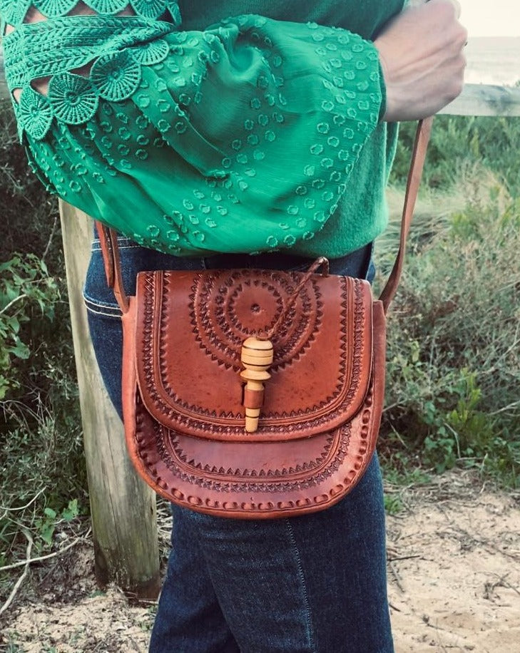 BROWN LEATHER Bag | Mexican Leather Bag | Authentic hand tooled Bag