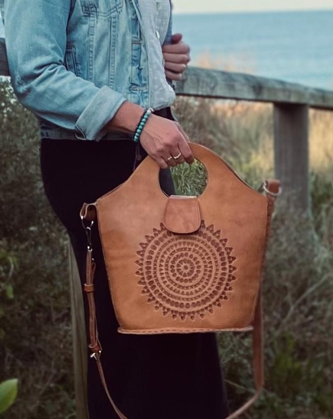 Vintage on sale leather tote