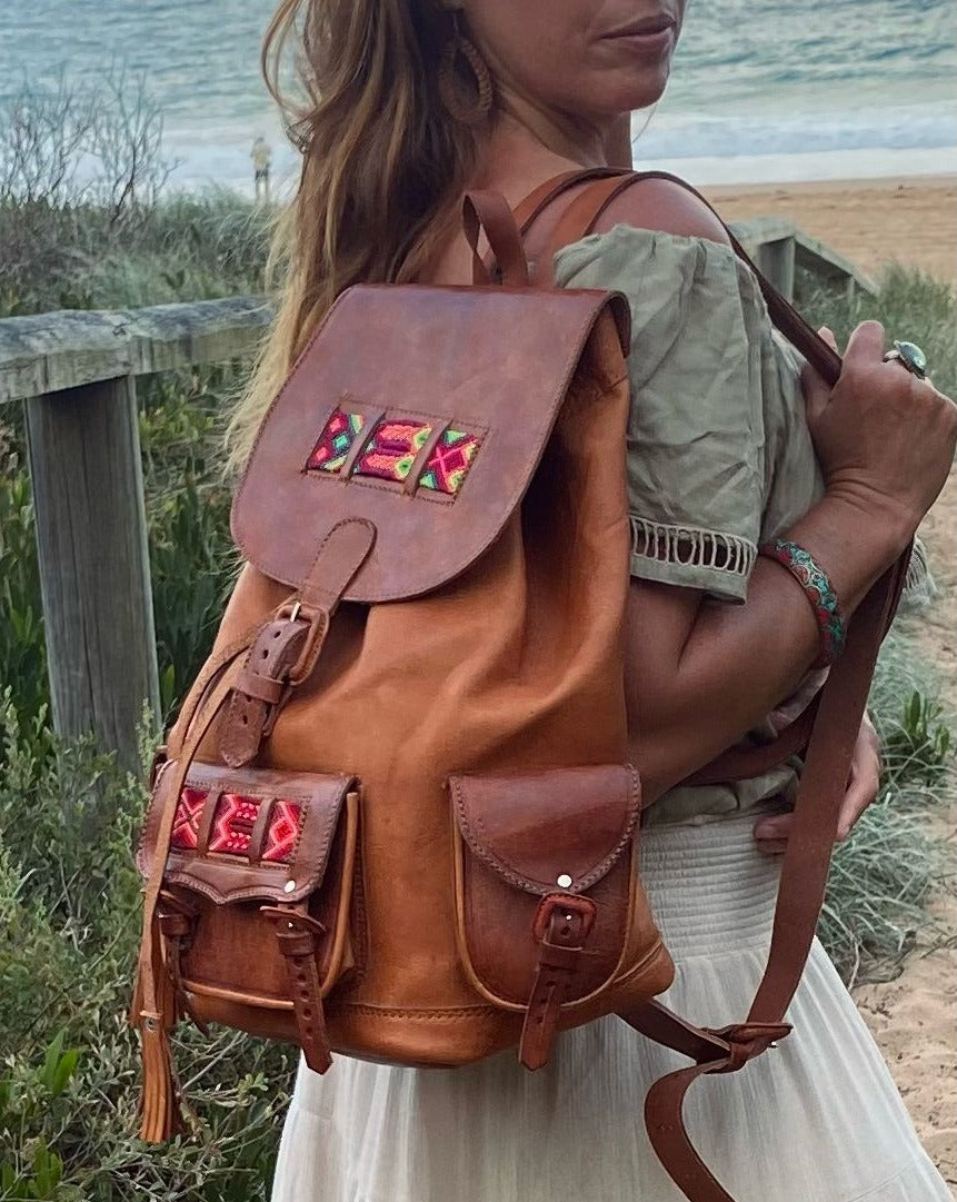 HANDMADE LEATHER BACKPACK | Hand Tooled Backpack | Women's Backpack