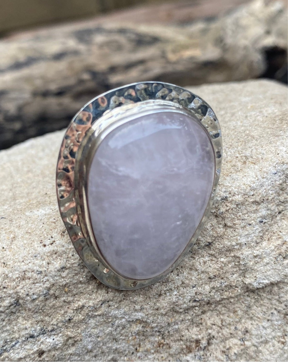 Rose Quartz Ring, Silver Ring, Taxco Silver Jewlery, Quartz Silver Ring