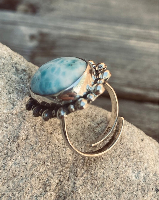 LARIMAR RING, Mexican Silver Ring, Larimar for sale, Larimar Stone