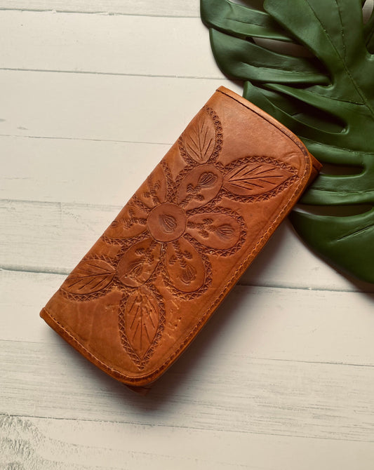 Leather Handmade purse, leather tooled purse, mexican purse