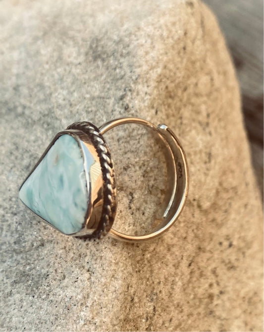 LARIMAR RING, Mexican Silver Ring, Larimar for sale, Larimar Stone