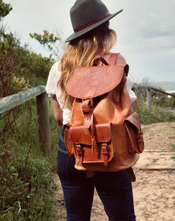 Big leather backpack womens Clearance