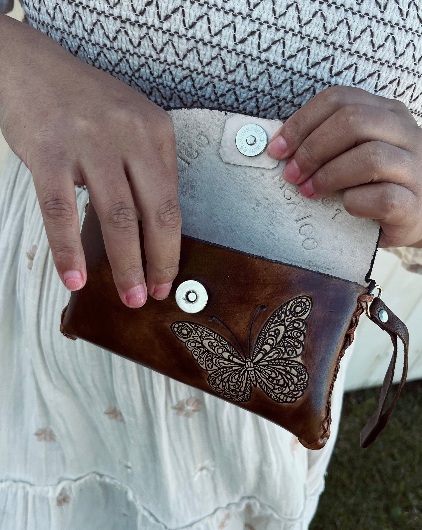 WRIST PURSE, butterfly purse, leather purse, handmade purse