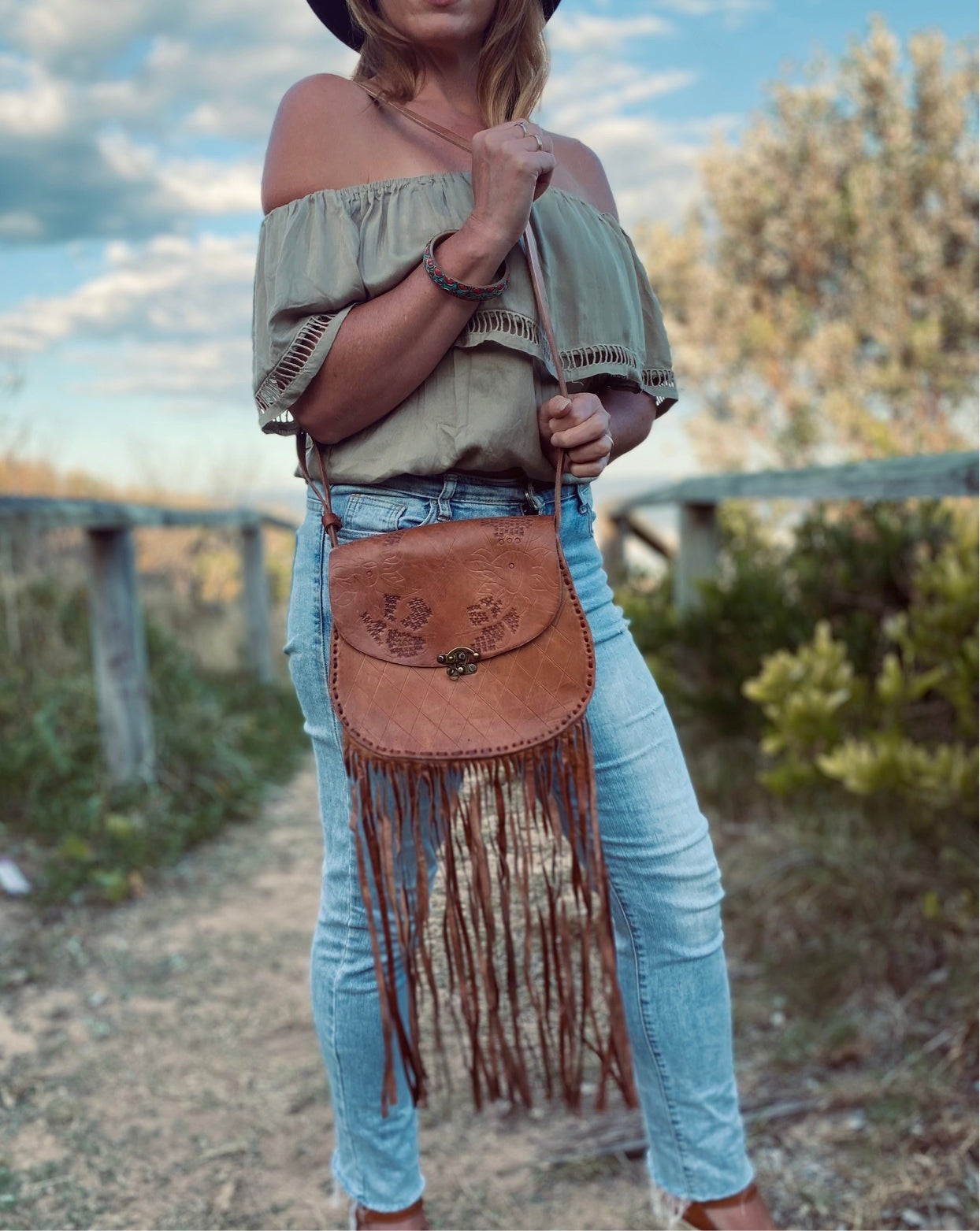 TASSEL leather bag, Unique Leather Bag, Hand tooled Purse, Fringe Bag