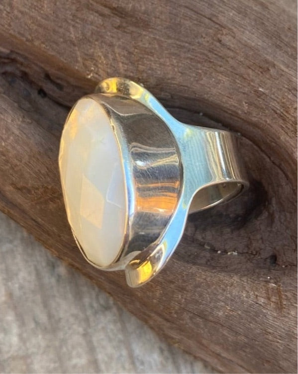 Mother of Pearl Ring, 925 taxco silver, Mexican Ring, Mexican Silver