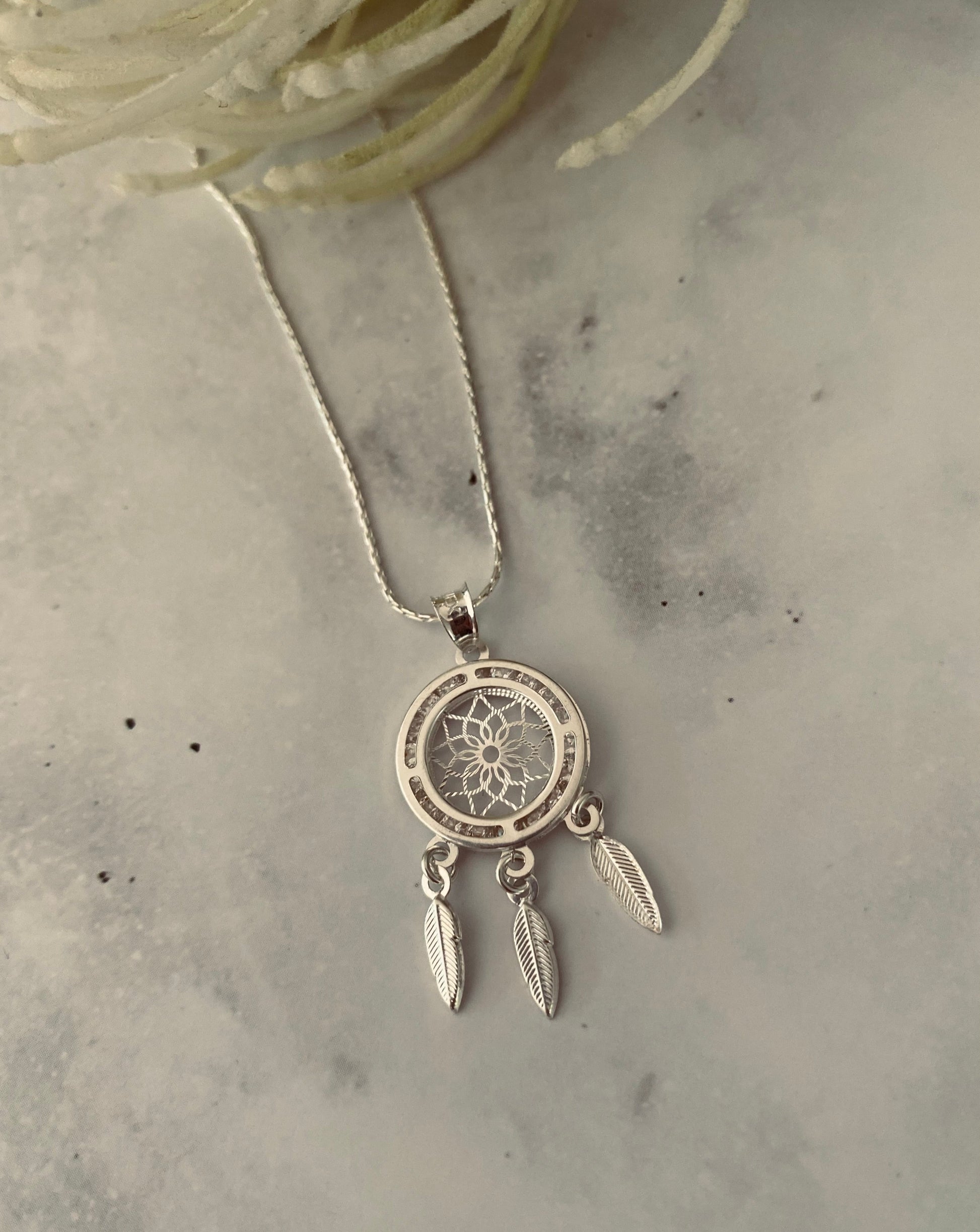 silver necklace, taxco jewellery, dream catcher, silver dream catcher