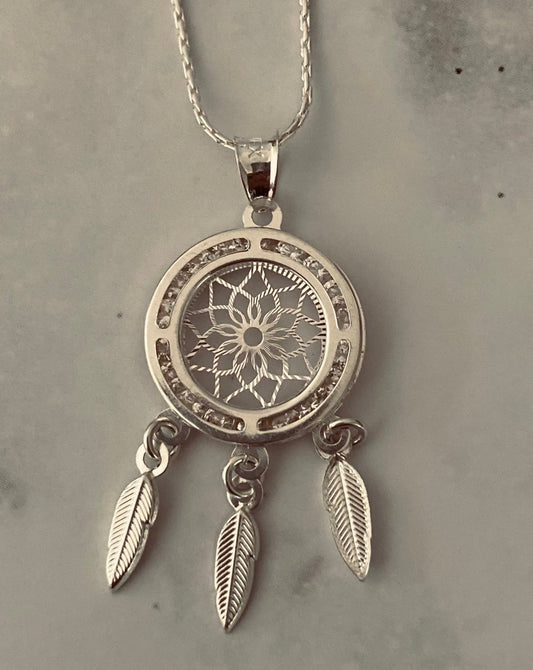 silver necklace, taxco jewellery, dream catcher, silver dream catcher