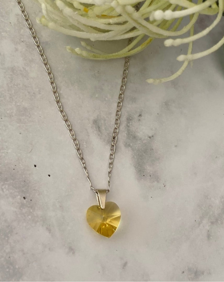 925 silver necklace, mexican jewellery, yellow heart jewellery, taxco