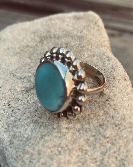 LARIMAR RING, Mexican Silver Ring, Larimar for sale, Larimar Stone